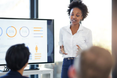 Cropped shot of a businesswoman giving a presentation in the boardroom